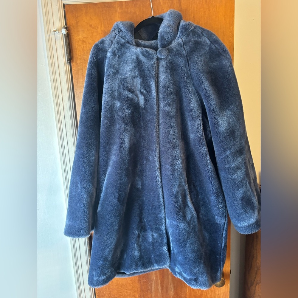 Dennis Basso Blue Faux Fur Coat